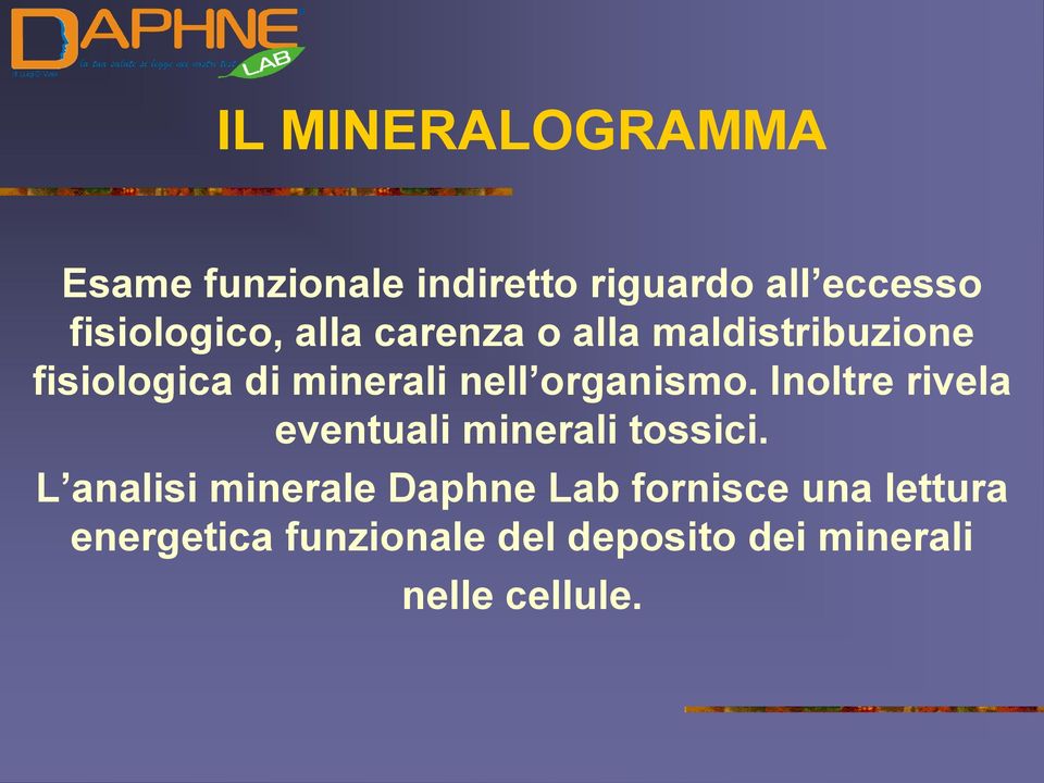 nell organismo. Inoltre rivela eventuali minerali tossici.