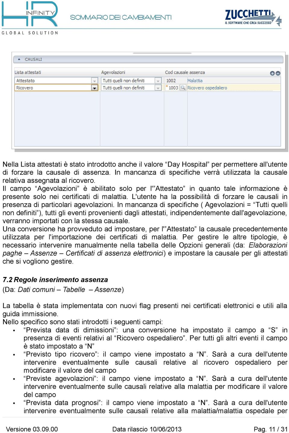 Il campo Agevolazioni è abilitato solo per l' Attestato in quanto tale informazione è presente solo nei certificati di malattia.