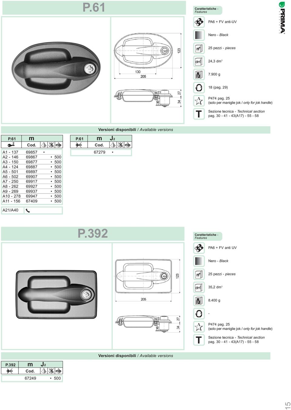 61 m 2 A1 137 69857 A2 146 69867 A3 150 69877 A4 124 69887 A5 501 69897 A6 502 69907 A7 250 69917 A8 262 69927 A9 269 69937 A10 278 69947 A11 156 67409 Versioni disponibili