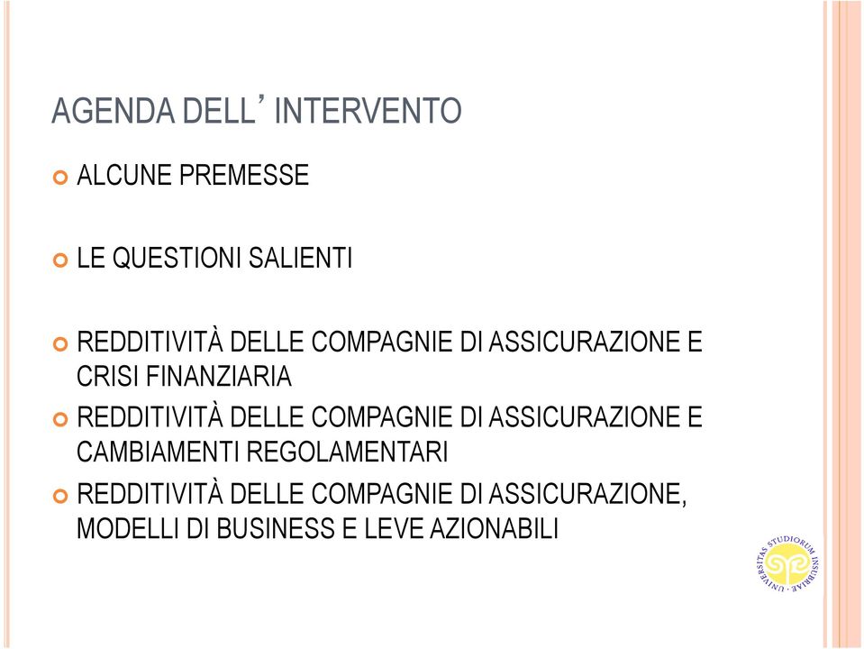 REDDITIVITÀ DELLE COMPAGNIE DI ASSICURAZIONE E CAMBIAMENTI