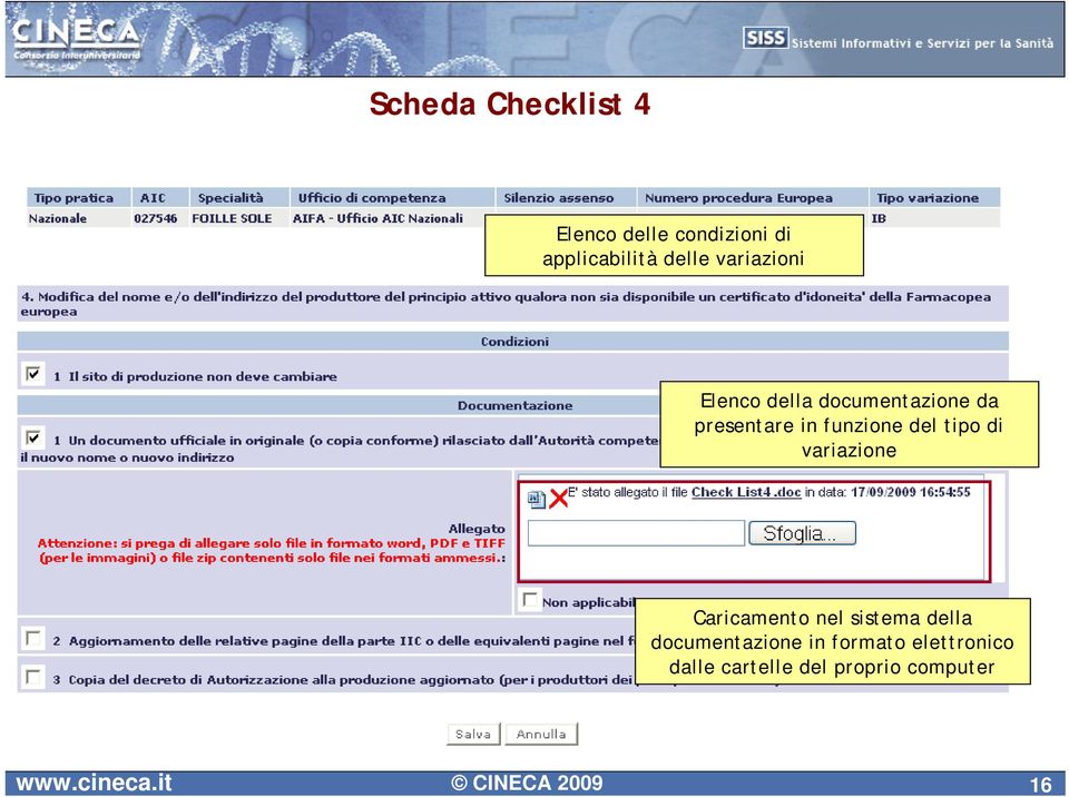 funzione del tipo di variazione Caricamento nel sistema della