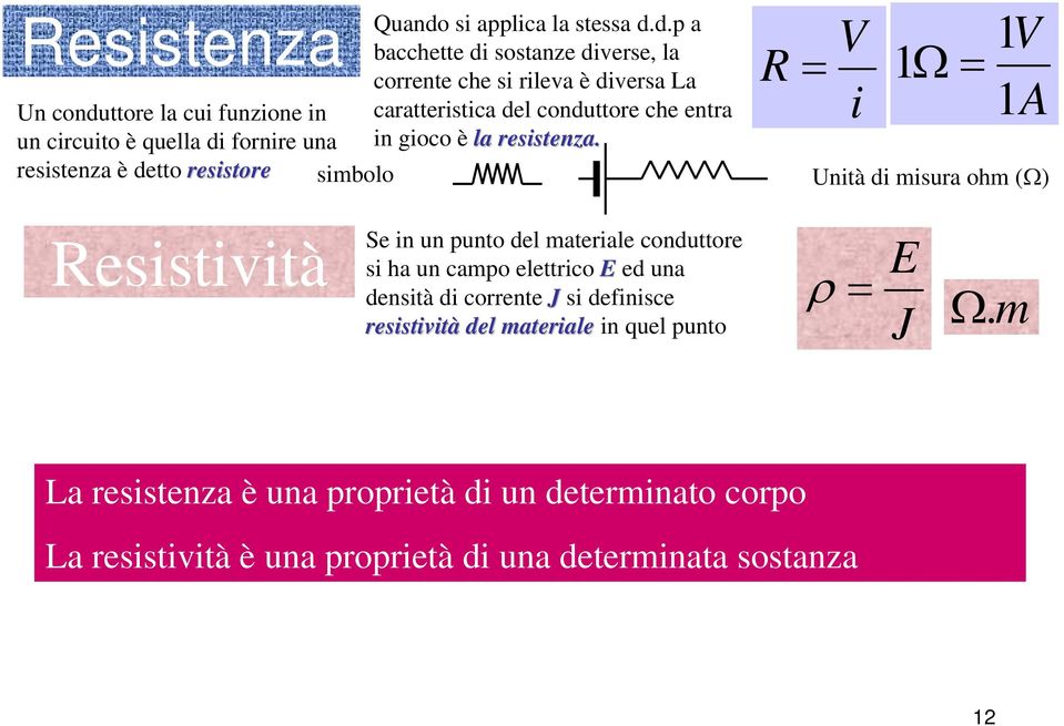 d.p a bacchette d sostanze dverse, la corrente che s rleva è dversa La Un conduttore la cu funzone n caratterstca del conduttore che