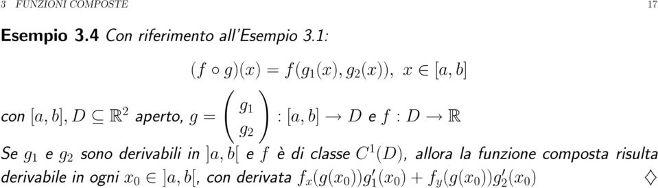 D e f : D R g 2 Se g 1 e g 2 sono derivabili in ]a, b[ e f è di classe C 1 (D), allora la