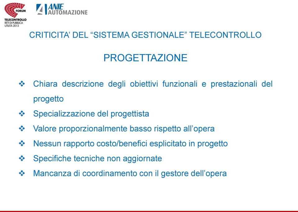 proporzionalmente basso rispetto all opera Nessun rapporto costo/benefici esplicitato in