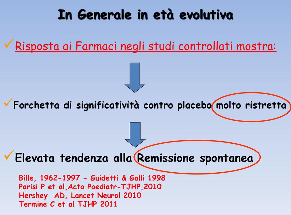 tendenza alla Remissione spontanea Bille, 1962-1997 - Guidetti & Galli 1998