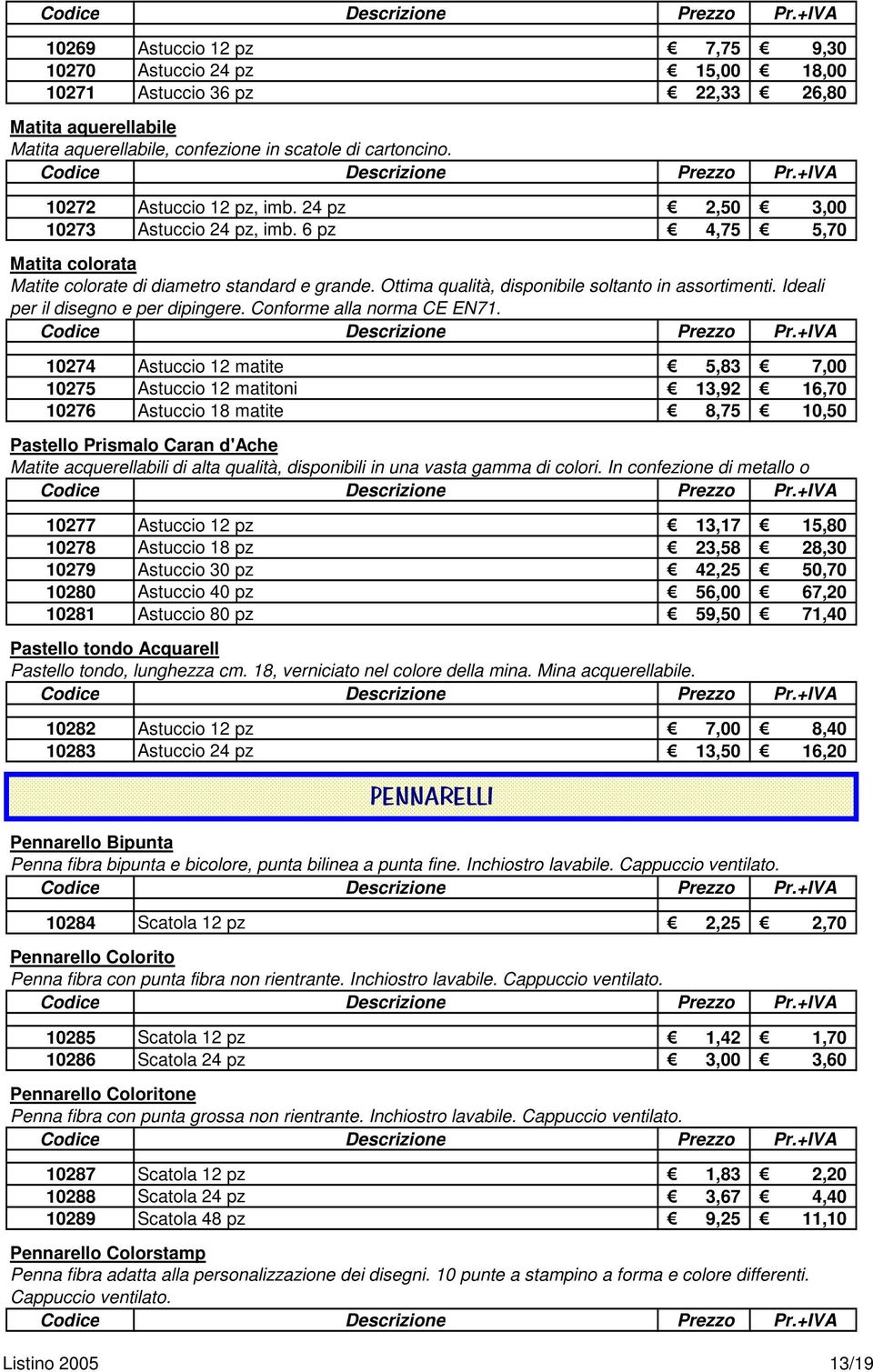 Ottima qualità, disponibile soltanto in assortimenti. Ideali per il disegno e per dipingere. Conforme alla norma CE EN71.