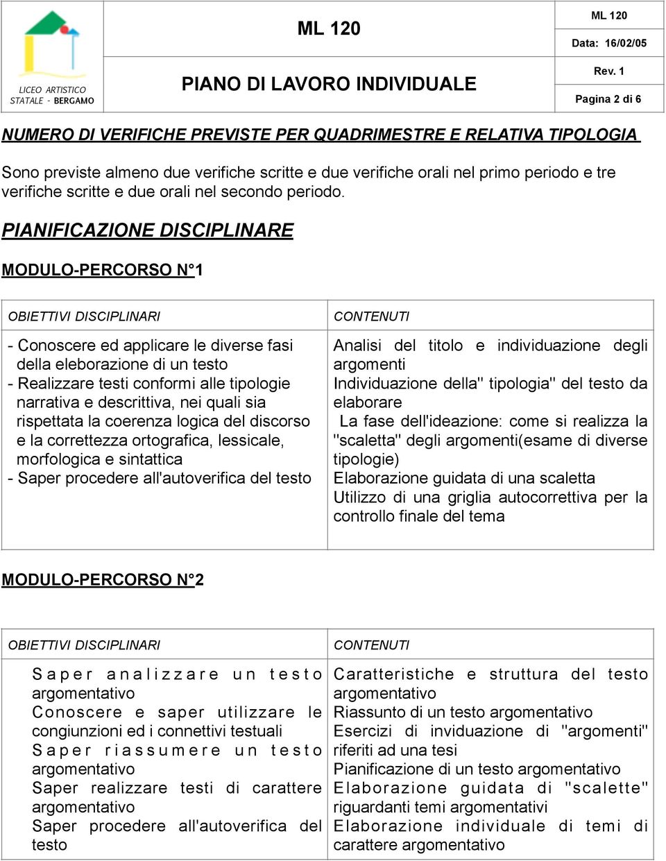 PIANIFICAZIONE DISCIPLINARE MODULO-PERCORSO N 1 - Conoscere ed applicare le diverse fasi della eleborazione di un testo - Realizzare testi conformi alle tipologie narrativa e descrittiva, nei quali