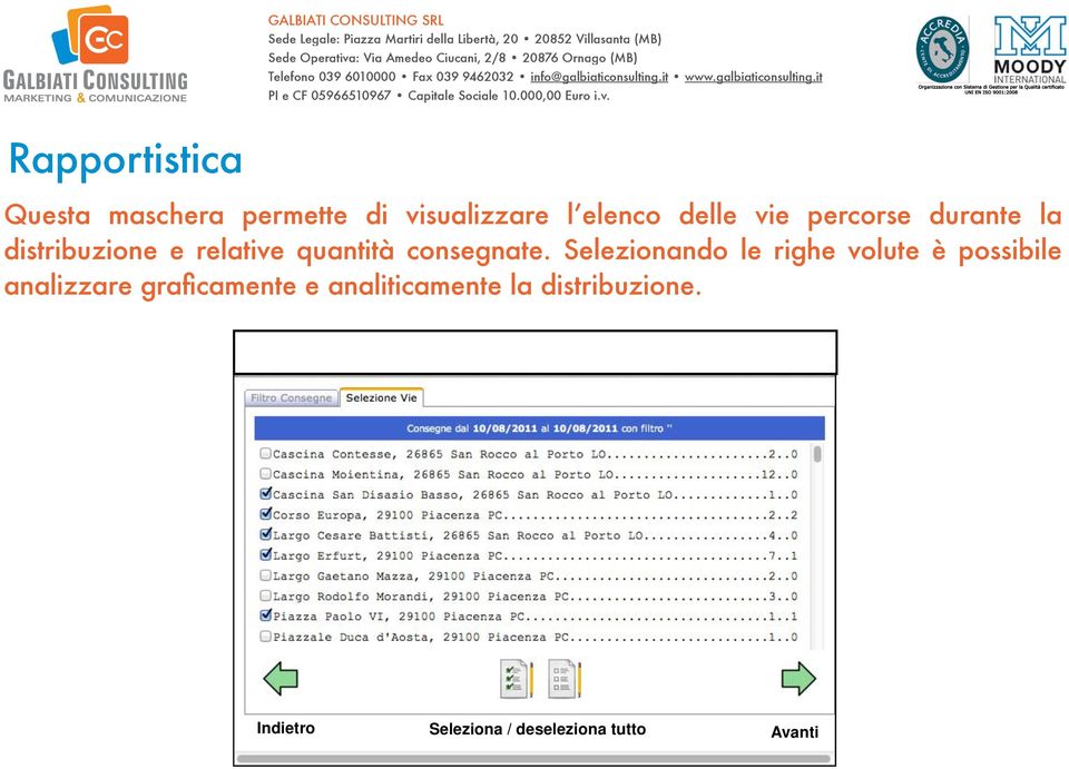 Selezionando le righe volute è possibile analizzare graficamente e