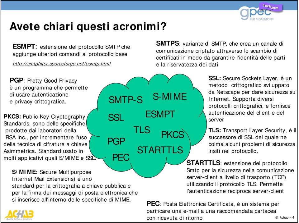 Privacy è un programma che permette di usare autenticazione e privacy crittografica. PKCS: Public-Key Cryptography Standards, sono delle specifiche prodotte dai laboratori della RSA inc.