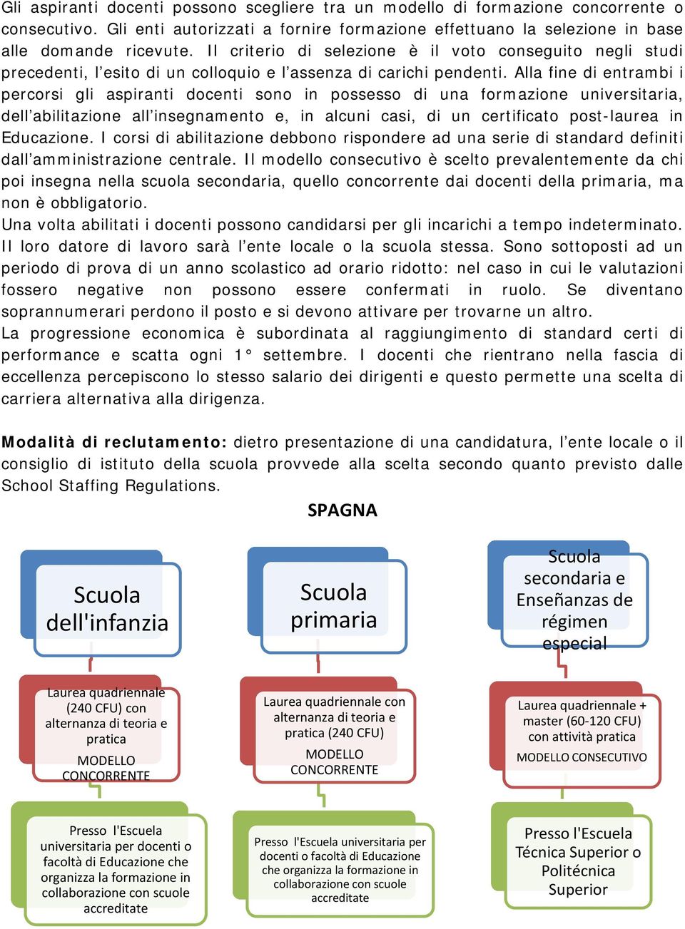 Alla fine di entrambi i percorsi gli aspiranti docenti sono in possesso di una formazione universitaria, dell abilitazione all insegnamento e, in alcuni casi, di un certificato post-laurea in