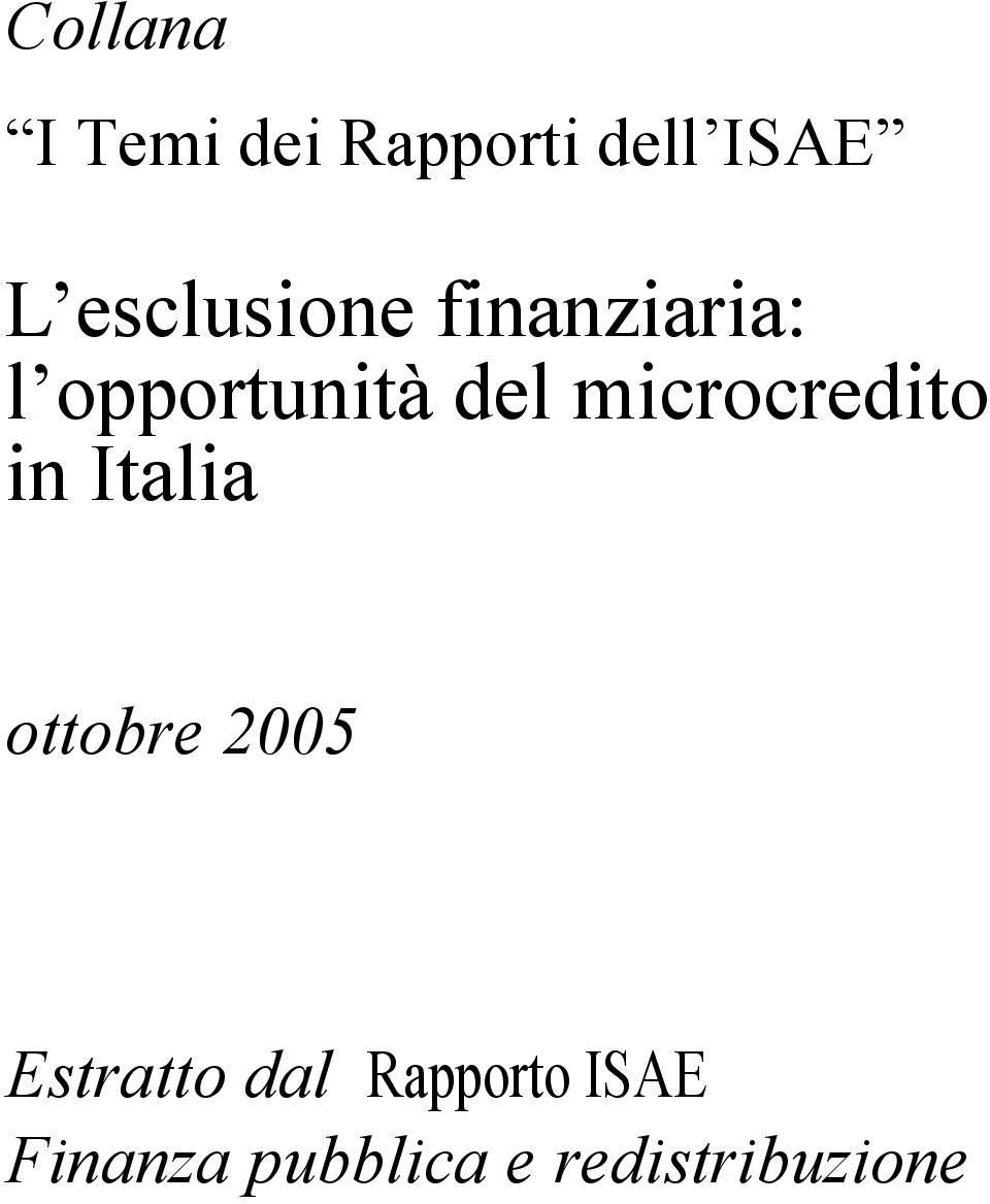 microcredito in Italia ottobre 2005 Estratto