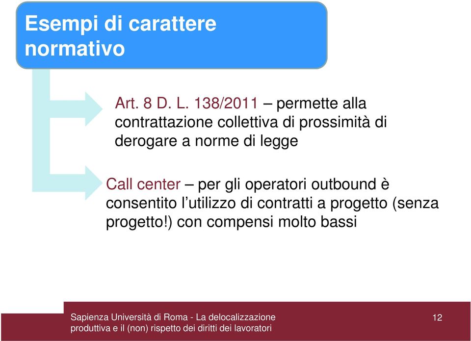 derogare a norme di legge Call center per gli operatori outbound è