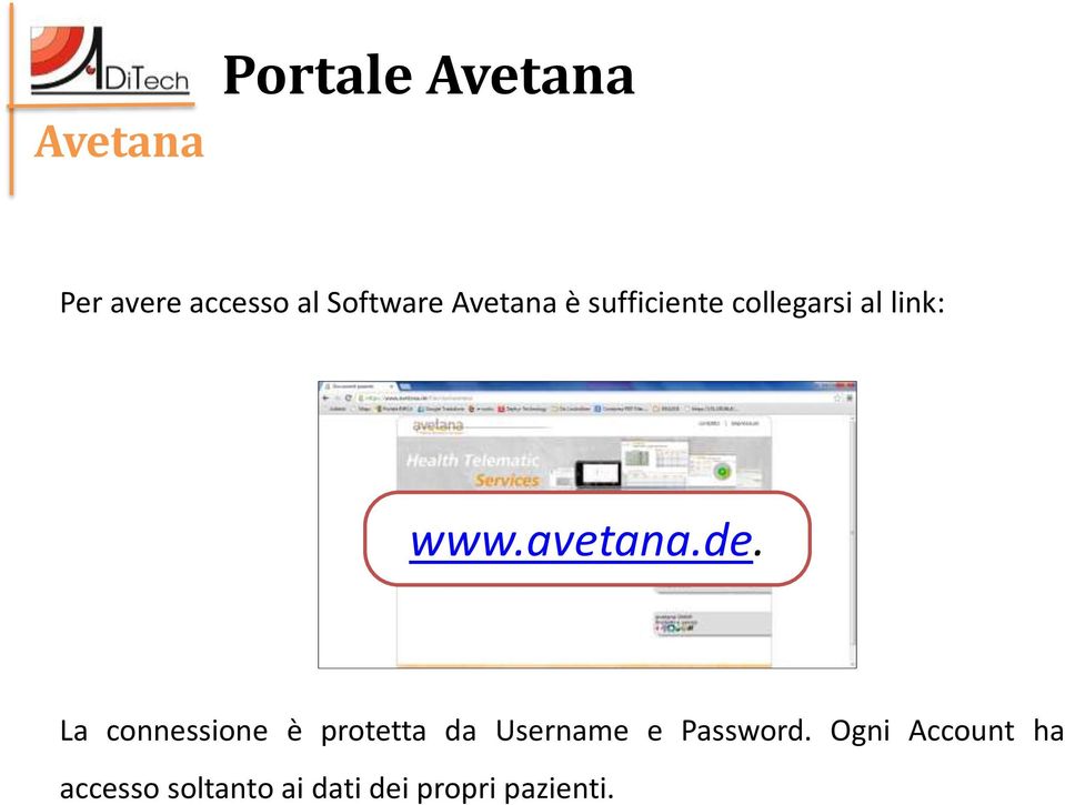 La connessione è protetta da Username e Password.