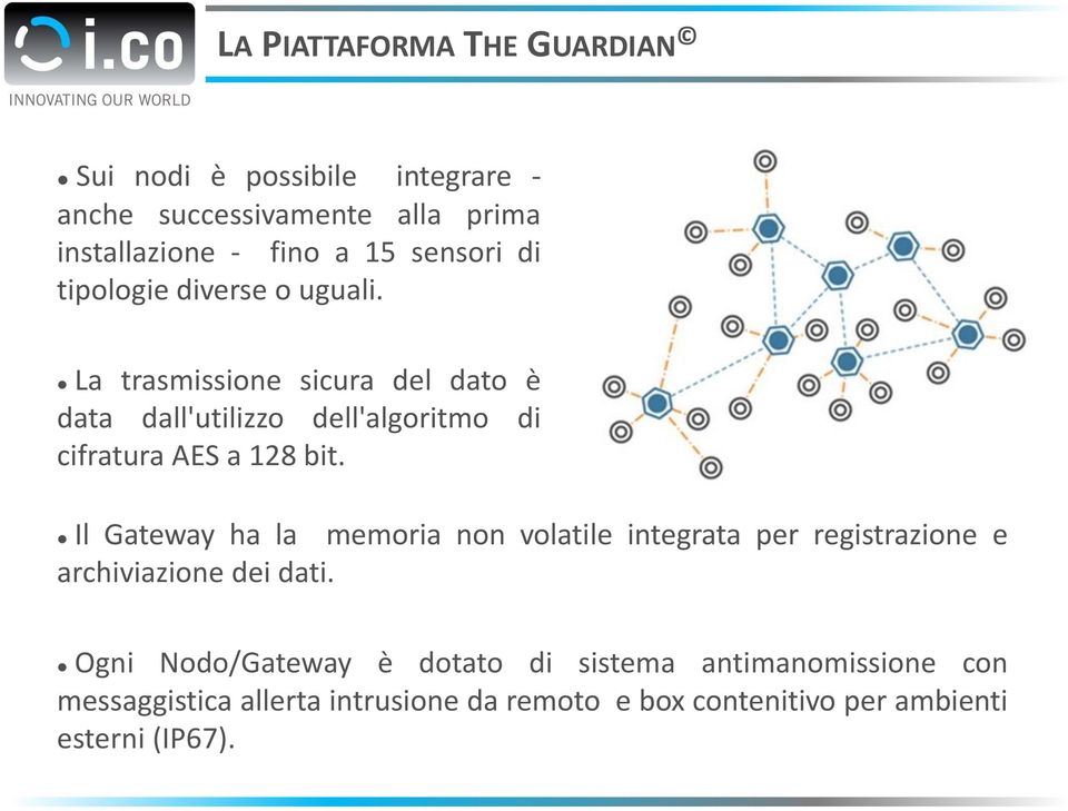 La trasmissione sicura del dato è data dall'utilizzo dell'algoritmo di cifratura AES a 128 bit.