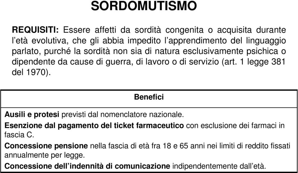 1 legge 381 del 1970). Esenzione dal pagamento del ticket farmaceutico con esclusione dei farmaci in fascia C.