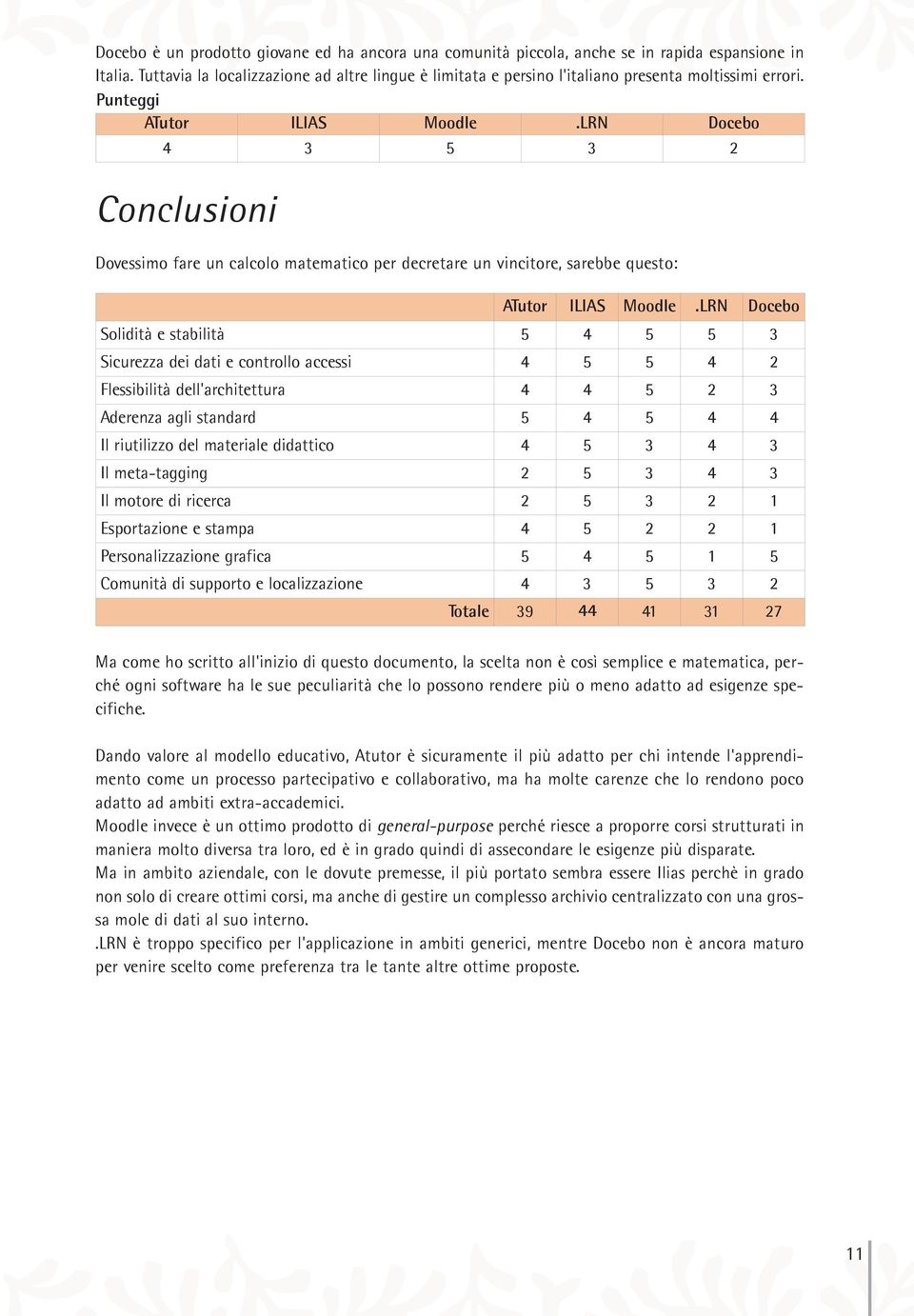 4 3 5 3 2 Conclusioni Dovessimo fare un calcolo matematico per decretare un vincitore, sarebbe questo: Solidità e stabilità 5 4 5 5 3 Sicurezza dei dati e controllo accessi 4 5 5 4 2 Flessibilità