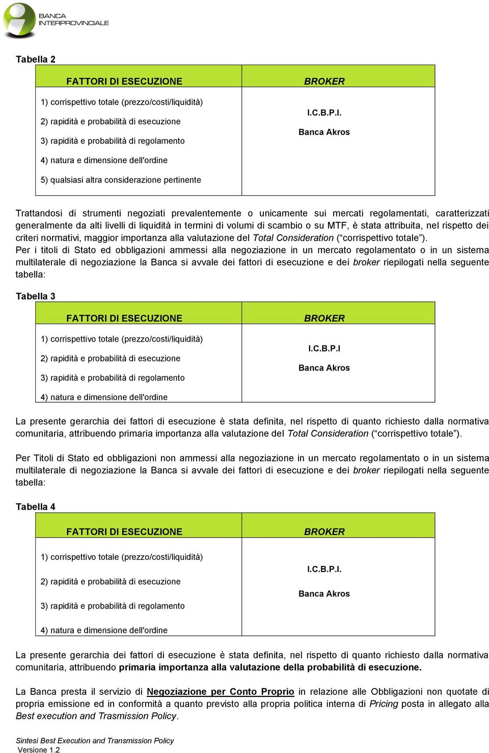 5) qualsiasi altra considerazione pertinente Trattandosi di strumenti negoziati prevalentemente o unicamente sui mercati regolamentati, caratterizzati generalmente da alti livelli di liquidità in