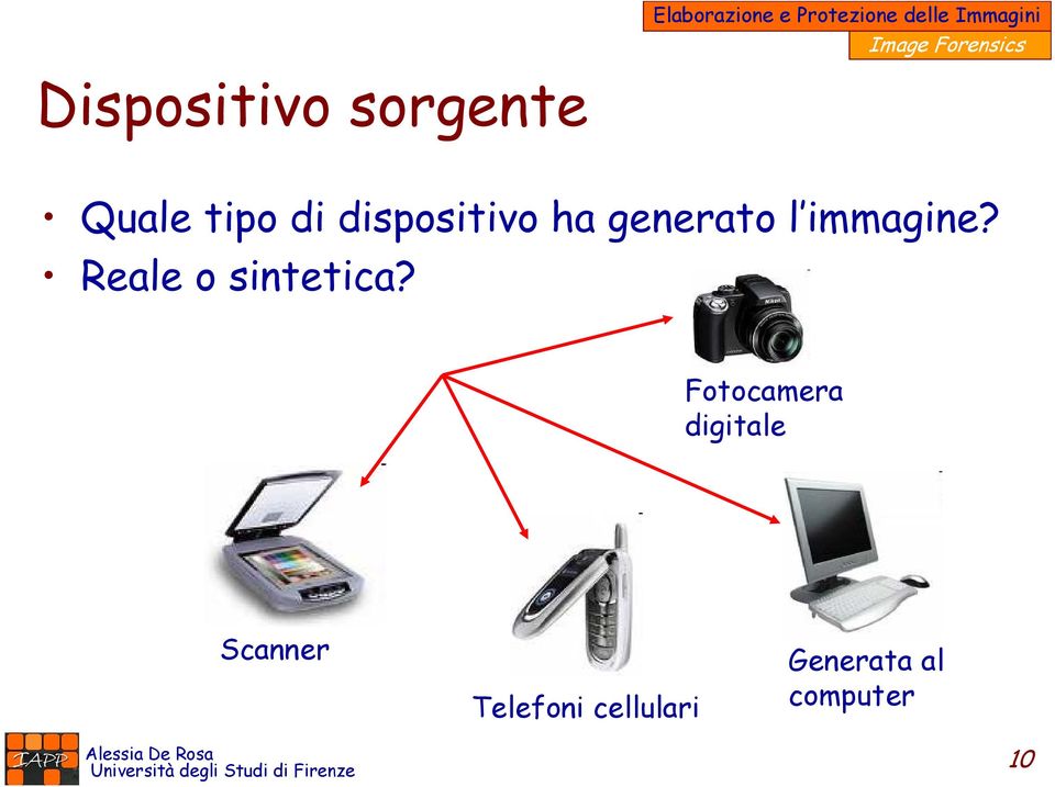 dispositivo ha generato l immagine? Reale o sintetica?