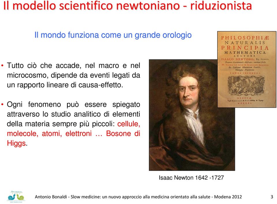 Ogni fenomeno può essere spiegato attraverso lo studio analitico di elementi della materia sempre più piccoli: cellule,