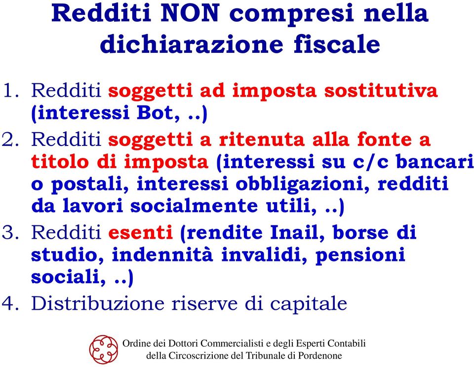 Redditi soggetti a ritenuta alla fonte a titolo di imposta (interessi su c/c bancari o postali,