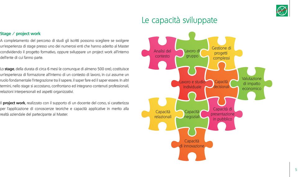 Analisi del contesto Lavoro di gruppo Gestione di progetti complessi Lo stage, della durata di circa 6 mesi (e comunque di almeno 500 ore), costituisce un esperienza di formazione all interno di un