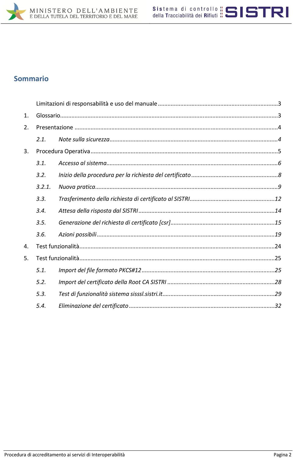 6. Azioni possibili...19 4. Test funzionalità...24 5. Test funzionalità...25 5.1. Import del file formato PKCS#12...25 5.2. Import del certificato della Root CA SISTRI...28 5.3.