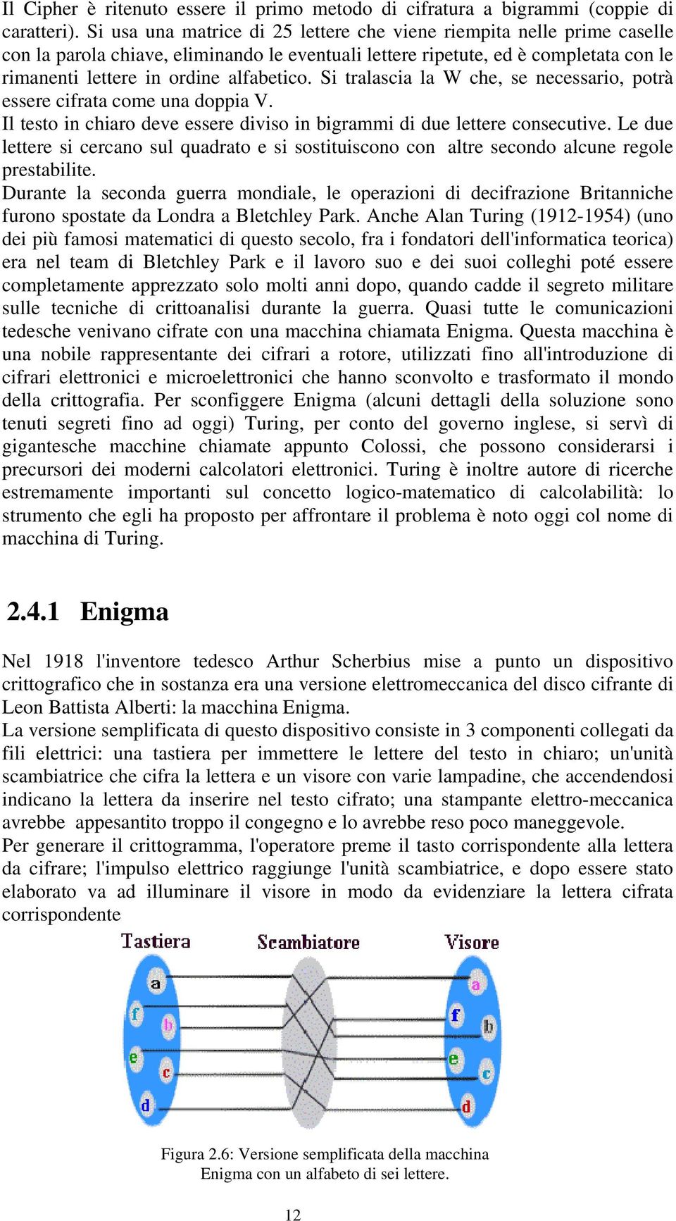 Si tralascia la W che, se necessario, potrà essere cifrata come una doppia V. Il testo in chiaro deve essere diviso in bigrammi di due lettere consecutive.