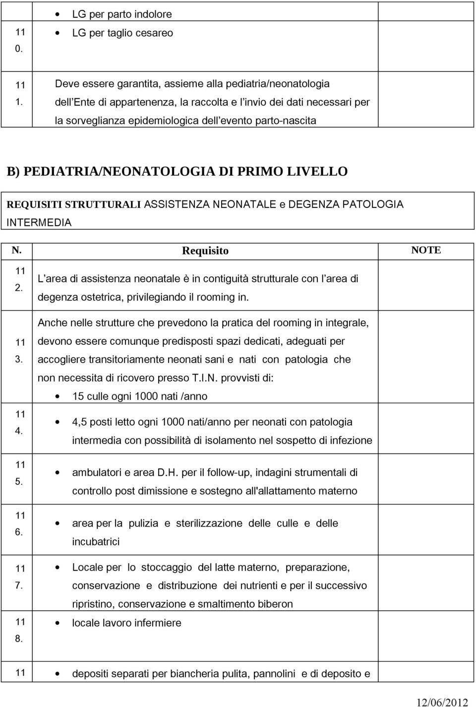 11 7 11 8 L area di assistenza neonatale è in contiguità strutturale con l area di degenza ostetrica, privilegiando il rooming in nche nelle strutture che prevedono la pratica del rooming in