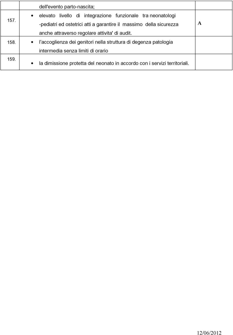 attivita' di audit 158 l accoglienza dei genitori nella struttura di degenza patologia