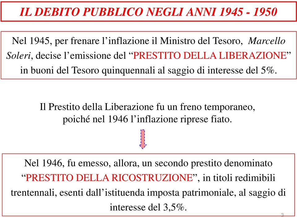 Il Prestito della Liberazione fu un freno temporaneo, poiché nel 1946 l inflazione riprese fiato.