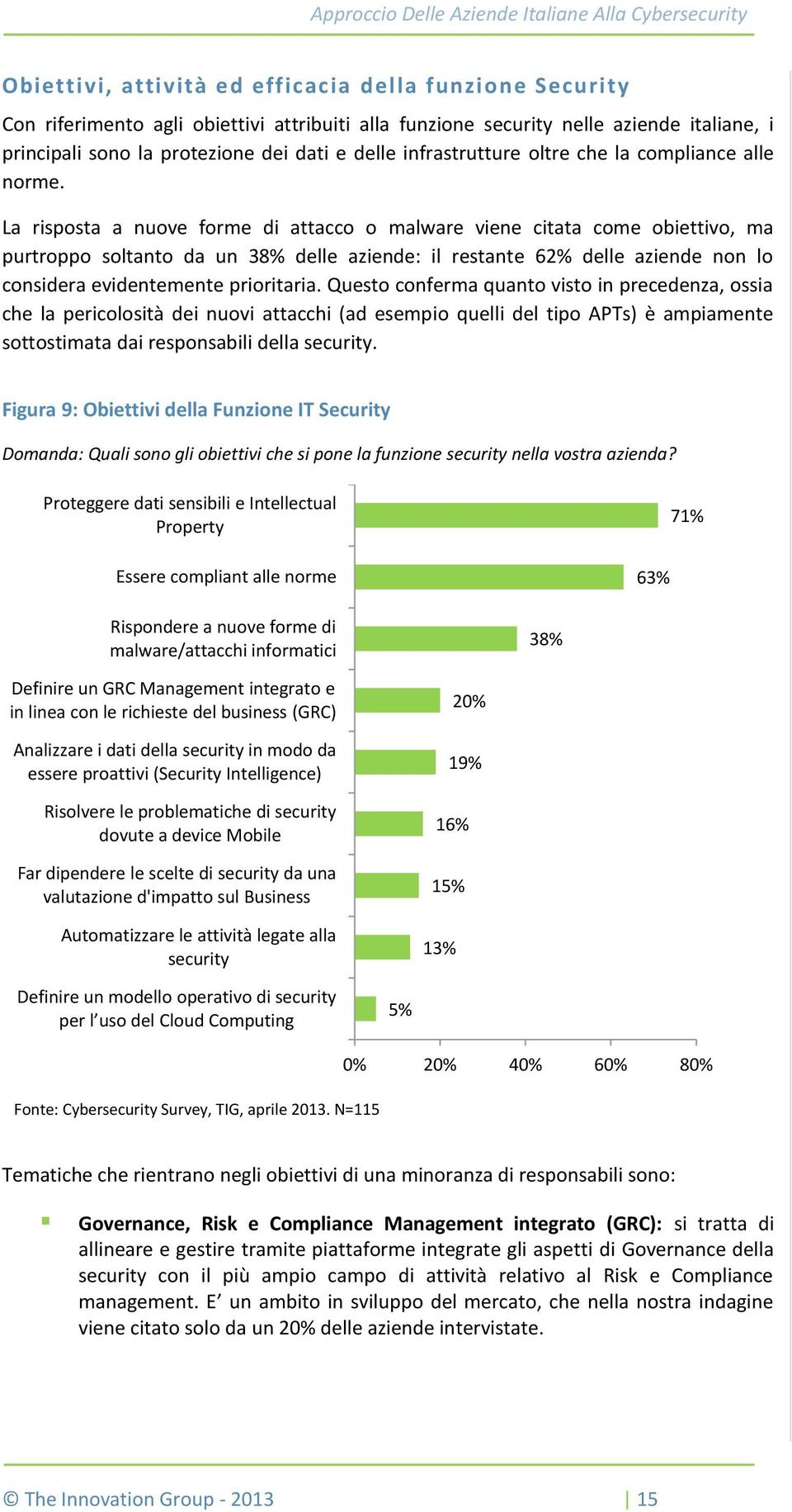 La risposta a nuove forme di attacco o malware viene citata come obiettivo, ma purtroppo soltanto da un 38% delle aziende: il restante 62% delle aziende non lo considera evidentemente prioritaria.