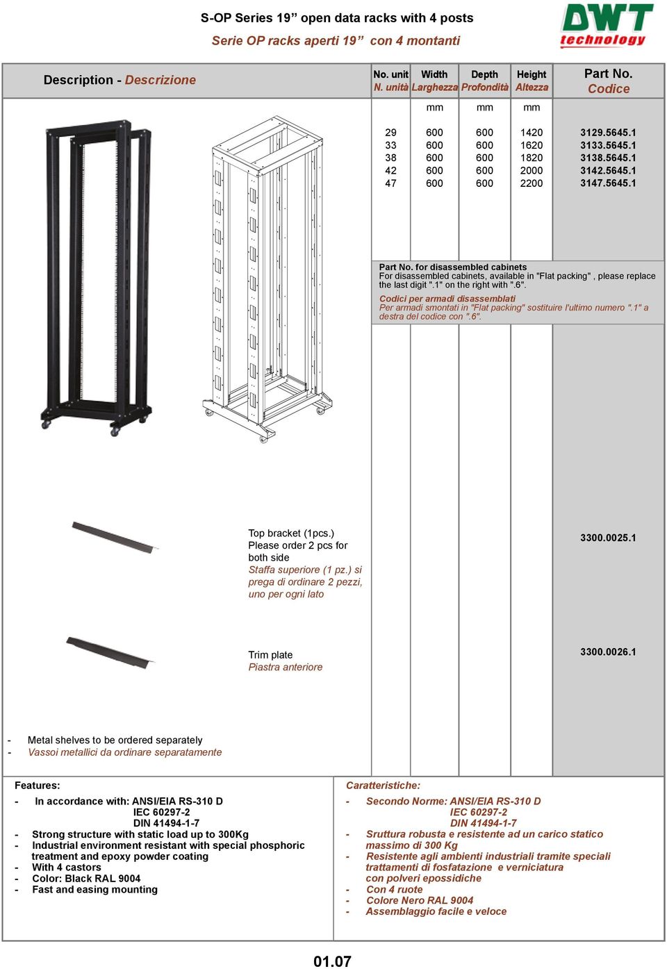 1 3133.5645.1 3138.5645.1 3142.5645.1 3147.5645.1 for disassembled cabinets For disassembled cabinets, available in "Flat packing", please replace the last digit ".1" on the right with ".6".