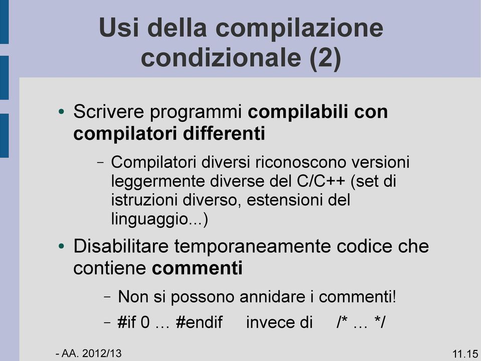 istruzioni diverso, estensioni del linguaggio.