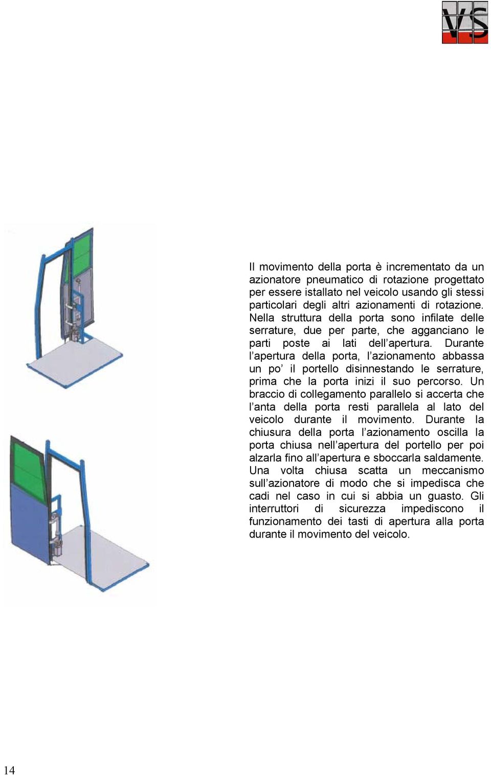 Durante l apertura della porta, l azionamento abbassa un po il portello disinnestando le serrature, prima che la porta inizi il suo percorso.