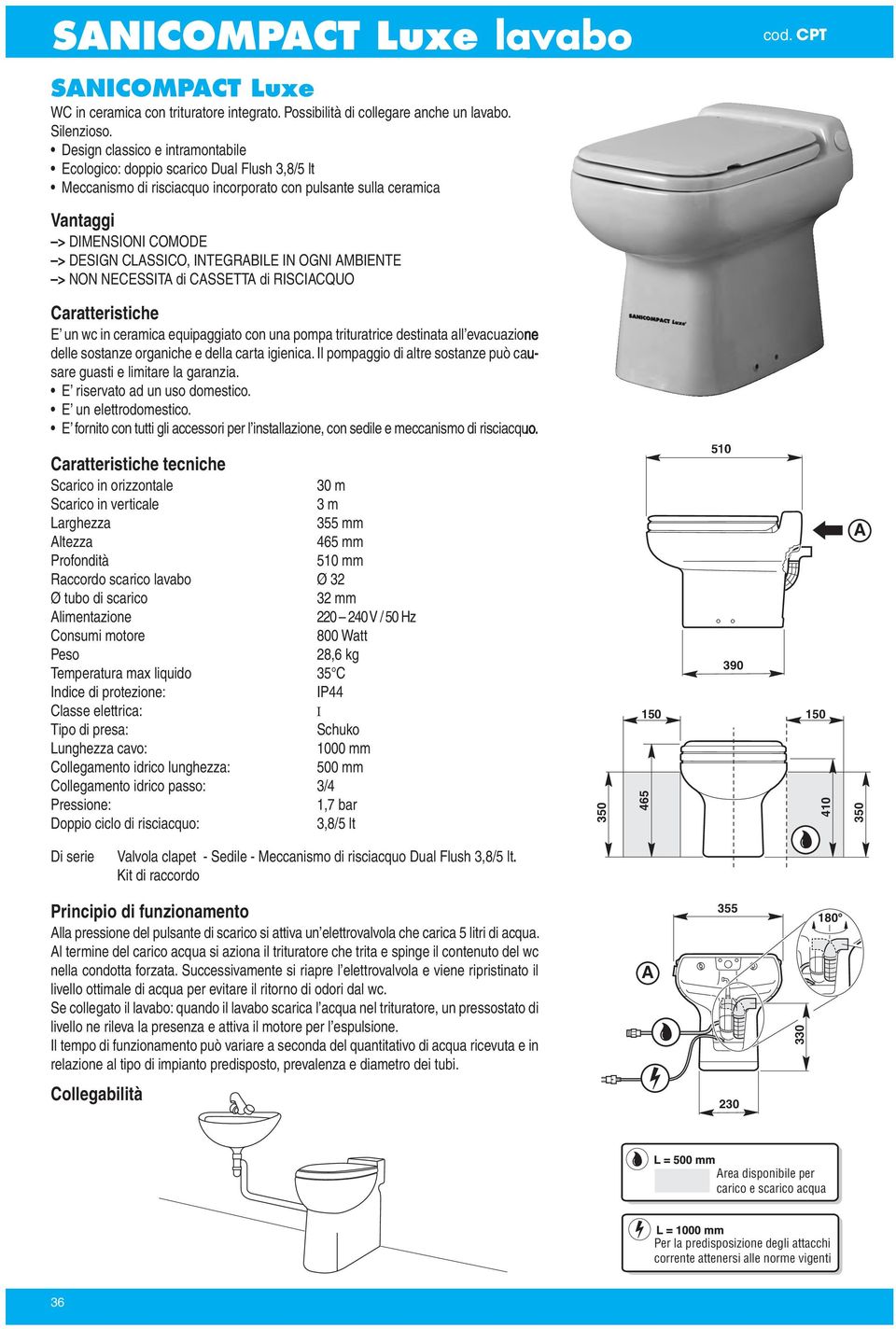 INTEGRABILE IN OGNI AMBIENTE > N NECESSITA di CASSETTA di RISCIACQUO cod.