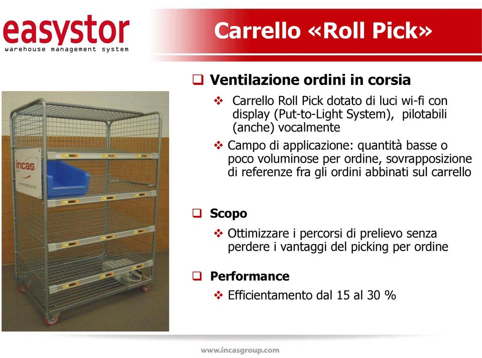 voluminose per ordine, sovrapposizione di referenze fra gli ordini abbinati sul carrello Scopo