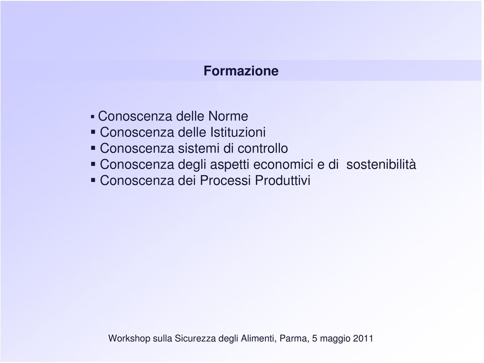 controllo Conoscenza degli aspetti economici