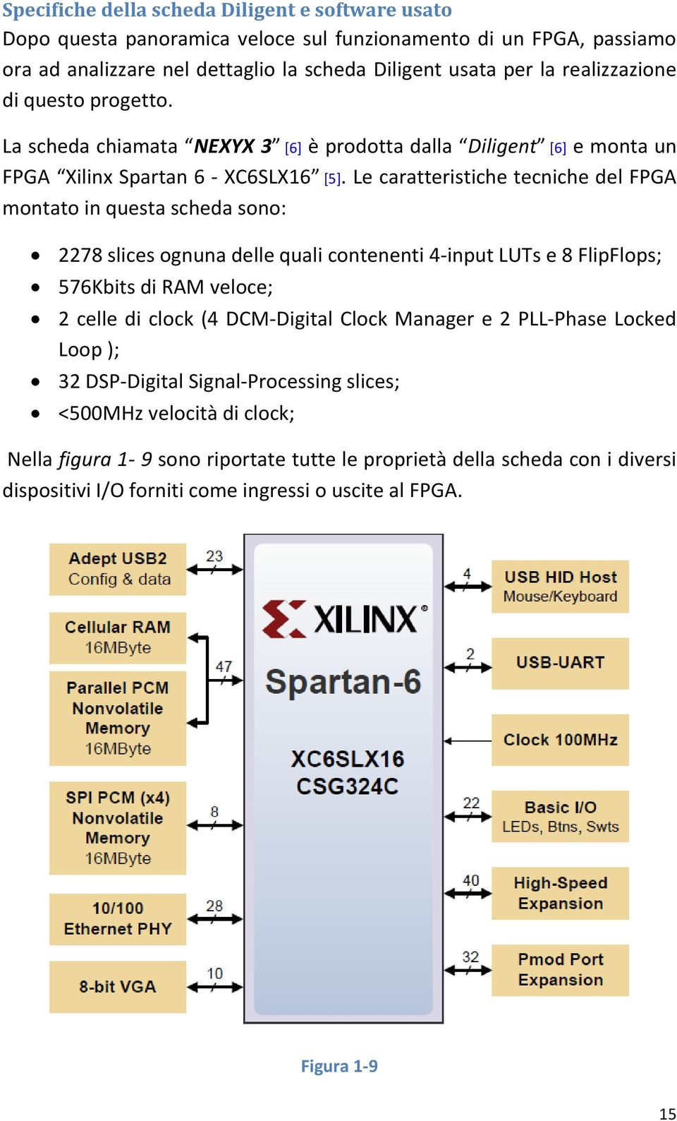 Le caratteristiche tecniche del FPGA montato in questa scheda sono: 2278 slices ognuna delle quali contenenti 4-input LUTs e 8 FlipFlops; 576Kbits di RAM veloce; 2 celle di clock (4 DCM-Digital