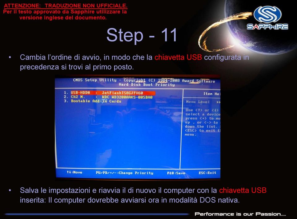 Salva le impostazioni e riavvia il di nuovo il computer con la