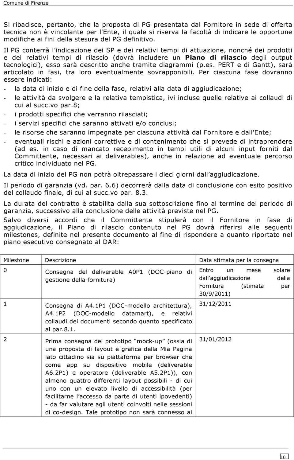 Il PG conterrà l indicazione dei SP e dei relativi tempi di attuazione, nonché dei prodotti e dei relativi tempi di rilascio (dovrà includere un Piano di rilascio degli output tecnologici), esso sarà