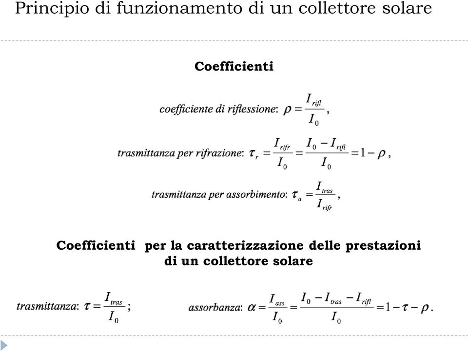 Coefficienti per la