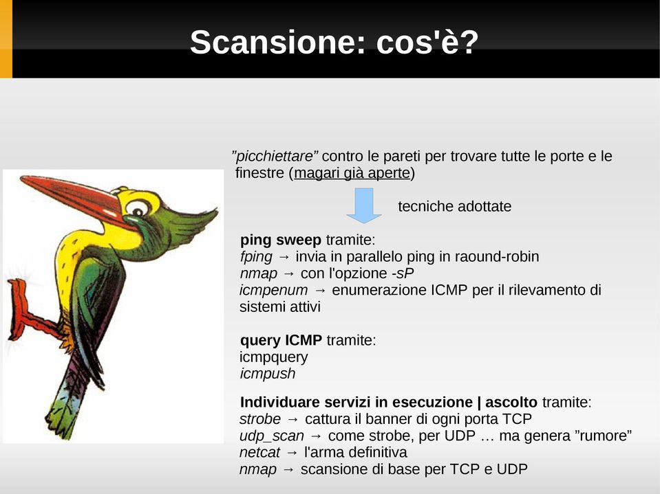 fping invia in parallelo ping in raound-robin nmap con l'opzione -sp icmpenum enumerazione ICMP per il rilevamento di sistemi