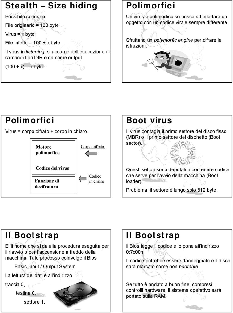 Polimorfici Virus = corpo cifrato + corpo in chiaro.