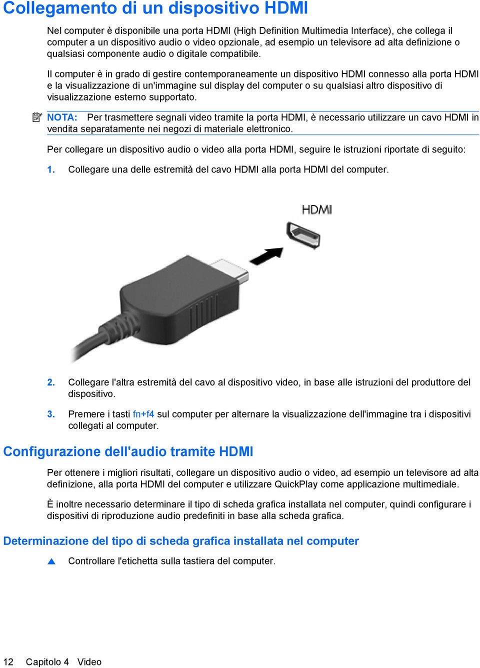 Il computer è in grado di gestire contemporaneamente un dispositivo HDMI connesso alla porta HDMI e la visualizzazione di un'immagine sul display del computer o su qualsiasi altro dispositivo di