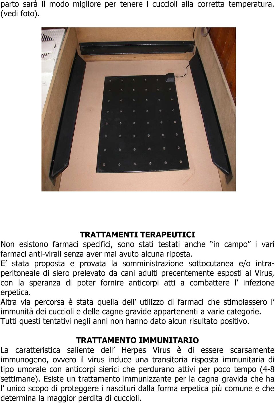 E stata proposta e provata la somministrazione sottocutanea e/o intraperitoneale di siero prelevato da cani adulti precentemente esposti al Virus, con la speranza di poter fornire anticorpi atti a