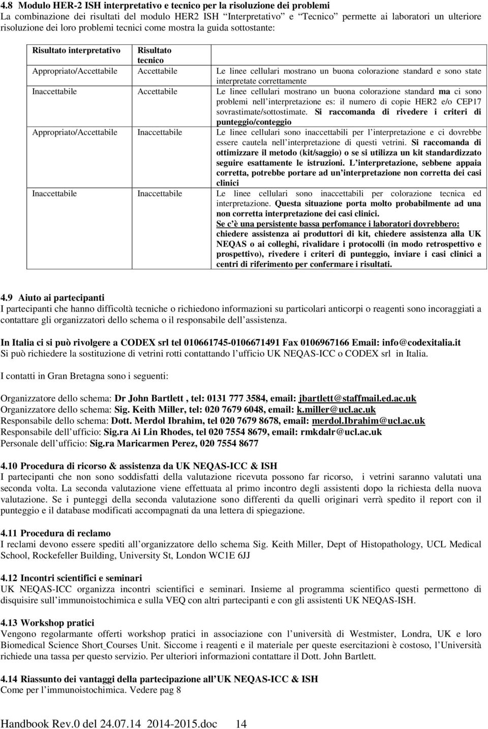 standard e sono state interpretate correttamente Inaccettabile Accettabile Le linee cellulari mostrano un buona colorazione standard ma ci sono problemi nell interpretazione es: il numero di copie