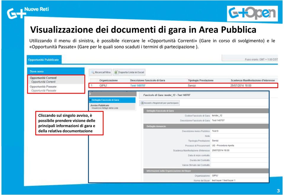 Passate»(Gare per le quali sono scaduti i termini di partecipazione).