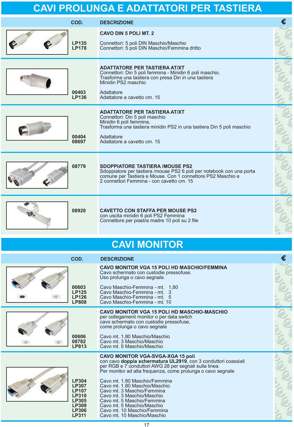 Trasforma una tastiera con presa Din in una tastiera Minidin PS2 maschio 00403 Adattatore LP136 Adattatore a cavetto cm.