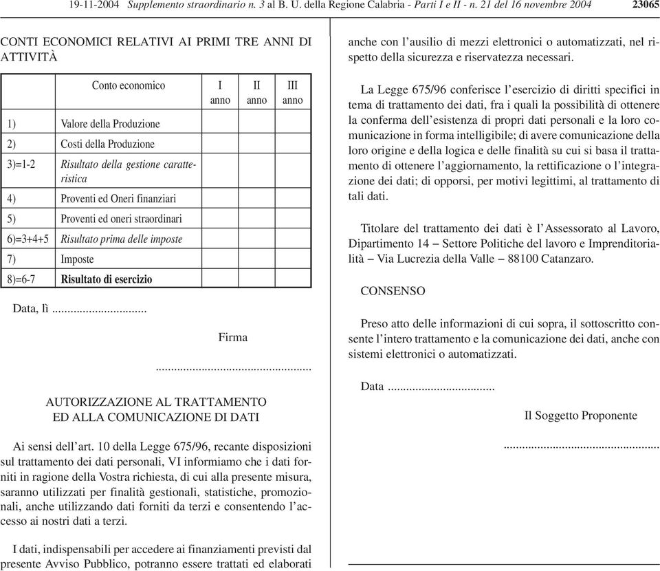 4) Proventi ed Oneri finanziari 5) Proventi ed oneri straordinari 6)=3+4+5 Risultato prima delle imposte 7) Imposte 8)=6-7 Risultato di esercizio Data, lì... I anno Firma II anno III anno.