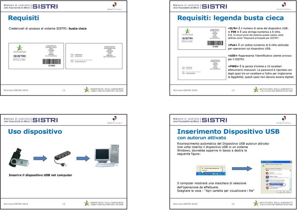 <Puk> È un codice numerico di 8 cifre utilizzato per operazioni sul dispositivo USB. <UID> Rappresenta l identificativo utente univoco per il SISTRI.